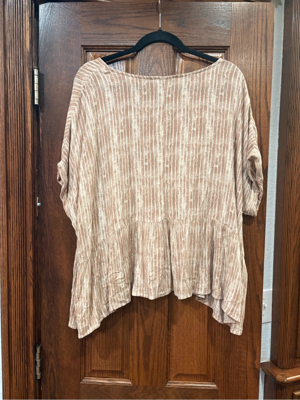 Miou Muse $48 Boho Striped Peplum Top L 100% Rayon made in USA P2P 24.5-28” - Picture 7 of 7